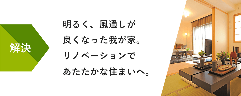 解決:明るく、風通しが良くなった我が家。リノベーションであたたかな住まいへ。
